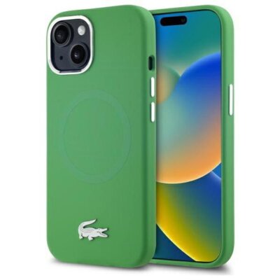 Etui LACOSTE Silicone Croco Logo MagSafe do Apple iPhone 15 Zielony