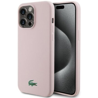 Etui LACOSTE Silicone Croc Logo MagSafe do Apple iPhone 15 Pro Max Różowy