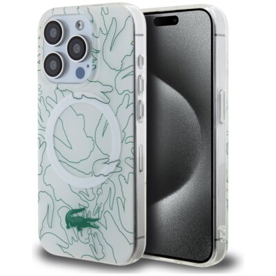 Etui LACOSTE Double Layer Repeat MagSafe do iPhone 15 Pro Max Biały