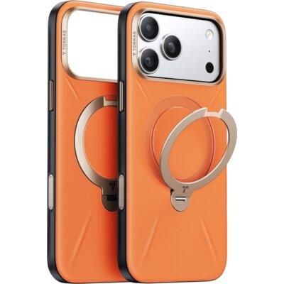 Etui TORRAS Ostand QPro Leather MagSafe do Apple iPhone 17 Pro Pomarańczowy