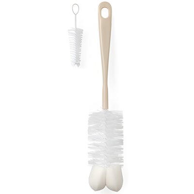 Szczotka do butelek i smoczków BABYONO z gąbką i mini szczoteczką 720/04 Beżowy