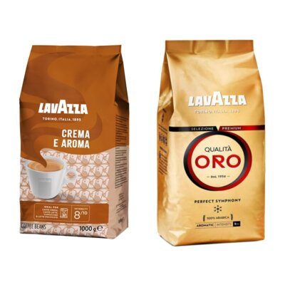 Kawa ziarnista LAVAZZA Crema e Aroma 1 kg + Kawa ziarnista LAVAZZA Qualita Oro Arabica 1 kg