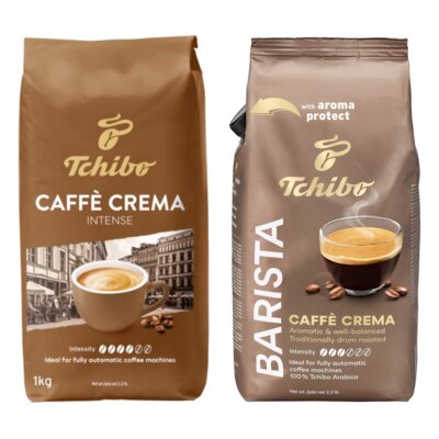 Kawa ziarnista TCHIBO Crema Intense Arabica 1 kg + Kawa ziarnista TCHIBO Barista Cafe Crema Arabica 1 kg