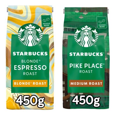 Kawa ziarnista STARBUCKS Espresso Blonde Roast Arabica 0.45 kg + Kawa ziarnista STARBUCKS Pike Place Arabica 0.45 kg