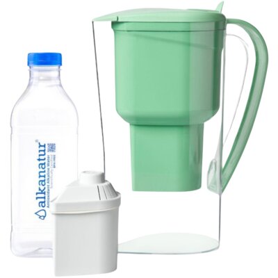 Dzbanek filtrujący ALKANATUR Drops Zielony + Butelka BPA Free 1 l