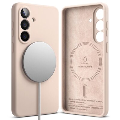 Etui RINGKE Silicone Magnetic MagSafe do Samsung Galaxy S26 Różowy piasek