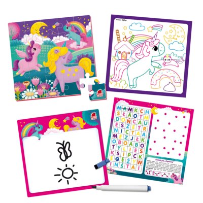 Gra Edukacyjna 4w1 Jednorożec GRY. Edukacyjne i dydaktyczne Roter Kafer RK1060-05
