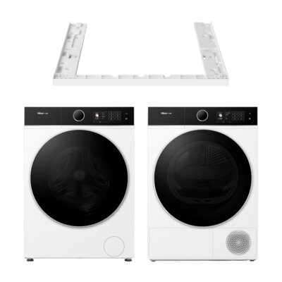 Pralka HISENSE Seria 5i WF5I1245BWR 12kg 1400 obr, iJet, iFit, AutoDosing, WIFI ConnectLife + Suszarka HISENSE Seria 5i DH5I104BWAB z pompą ciepła, iCare, iDry 29min, iFit, AllergyCare, 60dB, GentleDry, ConnectLife + Łącznik HISENSE WZ3I10W