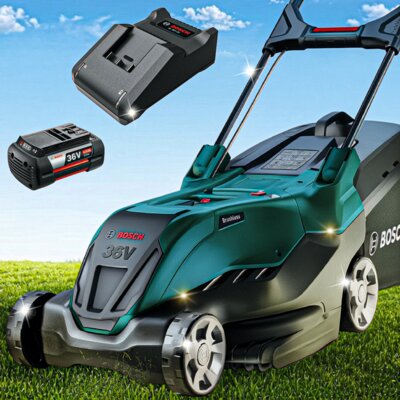 Kosiarka akumulatorowa BOSCH AdvancedRotak 36V-44-750 06008B9G02, 44 cm, 4 Ah, 36 V, silnik bezszczotkowy, kosz 50L, 2 akumulatory 4 Ah