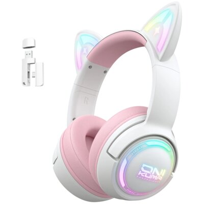 Słuchawki ONIKUMA GT838 Nauszne Biało-różowy