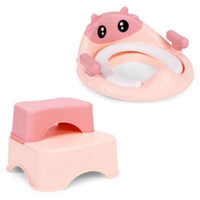 Nakładka na toaletę ze schodkami podestem dla dzieci różowa ECOTOYS