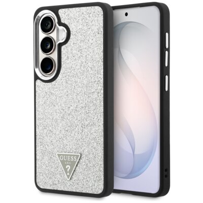 Etui GUESS Fixed Glitter Triangle MagSafe do Samsung Galaxy S26 Srebrny