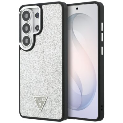 Etui GUESS Fixed Glitter Triangle MagSafe do Samsung Galaxy S26 Ultra Srebrny