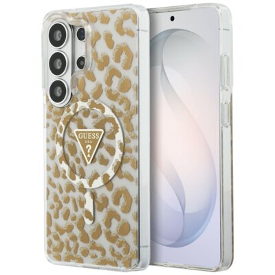Etui GUESS IML Leopard Print Triangle MagSafe do Samsung Galaxy S26 Ultra Brązowy