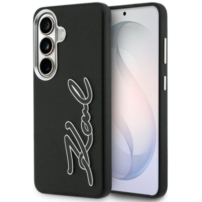 Etui KARL LAGERFELD Grained Signature Metal Resin Logo do Samsung Galaxy S26 Czarny