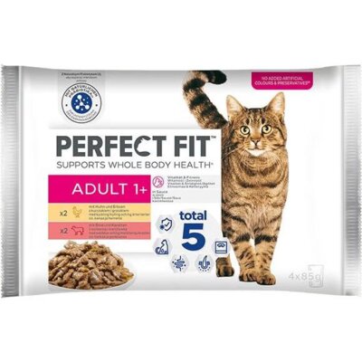 Karma dla kota PERFECT FIT Adult 1+ Sterile Kurczak z wołowiną w sosie 4 x 85 g