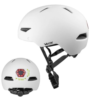 Kask rowerowy VAYOX Street VA0423WMM Biały Miejski z lampką (rozmiar M)
