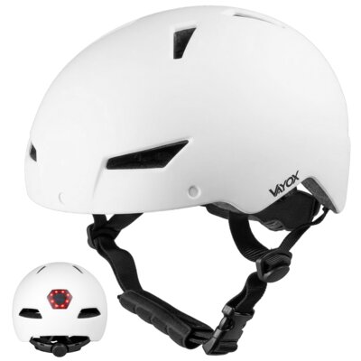 Kask rowerowy VAYOX Street VA0423WMM Biały Miejski z lampką (rozmiar M, 55-58 cm)