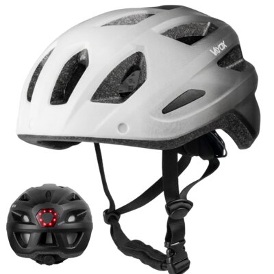Kask rowerowy VAYOX Active VA0424WBL Biało-czarny MTB z lampką (rozmiar L)