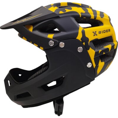 Kask XRIDER XRFH003M Czarno-żółty Full Face z odkręcaną szczęką (rozmiar M)