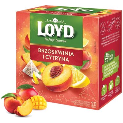 Herbata czarna w saszetkach LOYD Black Tea Peach & Mango (20 sztuk)