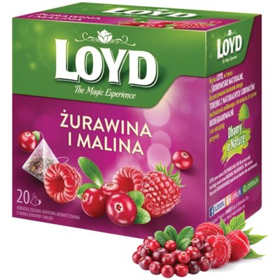 Herbata owocowa w saszetkach LOYD Żurawina i Malina (20 sztuk)