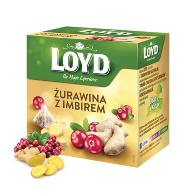 Herbata owocowa w saszetkach LOYD Żurawina i Imbir (20 sztuk)