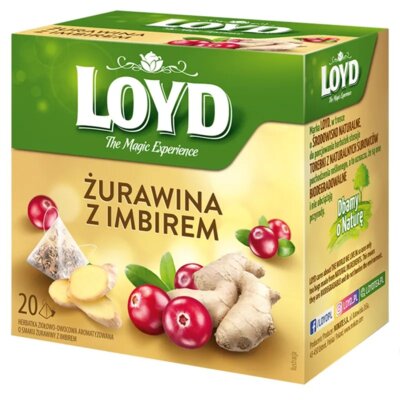 Herbata LOYD Żurawina i Imbir (20 sztuk)