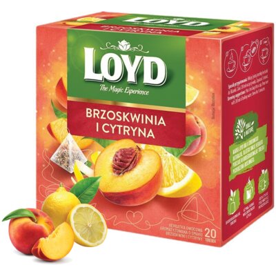 Herbata owocowa w saszetkach LOYD Brzoskwinia i Cytryna (20 sztuk)