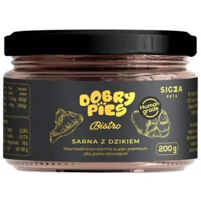 Karma dla psa DOBRY PIES Bistro Sarna z dzikiem 200 g
