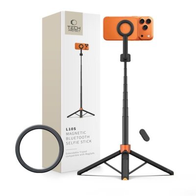 Uchwyt selfie TECH-PROTECT L10S Tripod Czarno-pomarańczowy