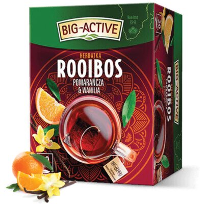 Herbata czerwona w saszetkach BIG ACTIVE Rooibos Pomarańcza i wanilia (20 sztuk)