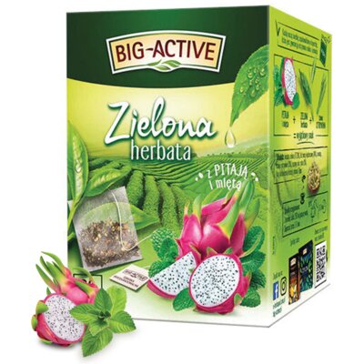 Herbata zielona w saszetkach BIG ACTIVE Pitaja i mięta (20 sztuk)