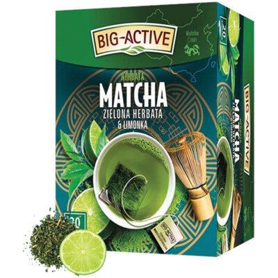 Herbata zielona w saszetkach BIG ACTIVE Matcha & Limonka (20 sztuk)