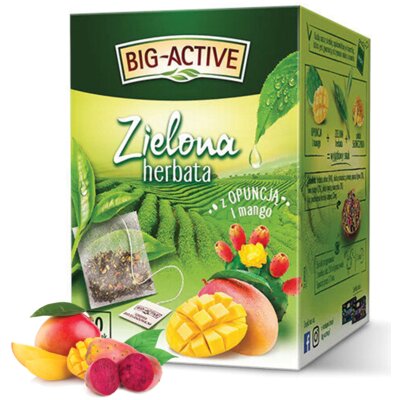 Herbata zielona w saszetkach BIG ACTIVE Opuncja i mango (20 sztuk)