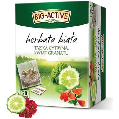 Herbata biała w saszetkach BIG ACTIVE Tajska cytryna i kwiat granatu (20 sztuk)