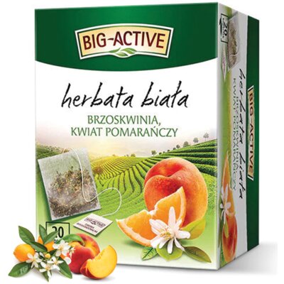 Herbata biała w saszetkach BIG ACTIVE Brzoskwina i kwiat pomarańczy (20 sztuk)