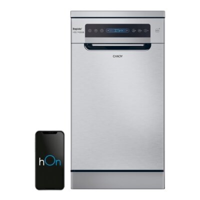 Zmywarka CANDY Rapido CF1C7SB1FX Wash&dry 35', Smart Sensor - czujnik załadunku, Smart Door - automatycznie otwierane drzwi, hOn
