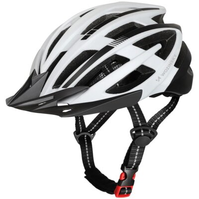 Kask rowerowy WOZINSKY HT-28VCB Czarno-biały MTB z lampką (rozmiar L)
