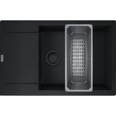 Zlewozmywak jednokomorowy z ociekaczem FRANKE Maris MRG 611-78 XL 114.0741.977 Czarny mat 50x78 + wkładka ociekowa