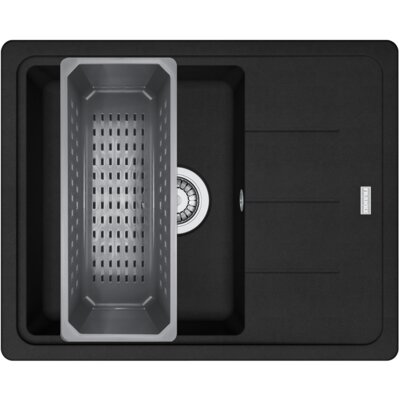 Zlewozmywak jednokomorowy z ociekaczem FRANKE Basis BFG 611-62 114.0741.958 Czarny mat 50x62 + wkładka ociekowa