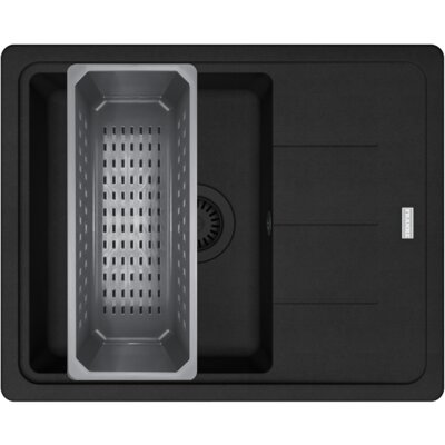 Zlewozmywak jednokomorowy z ociekaczem FRANKE Basis BFG 611-62 114.0741.959 Czarny mat 50x62 + wkładka ociekowa