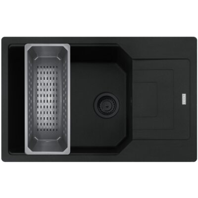 Zlewozmywak jednokomorowy z ociekaczem FRANKE Urban UBG 611-78 XL 114.0743.100 Czarny mat 50x78 + wkładka ociekowa