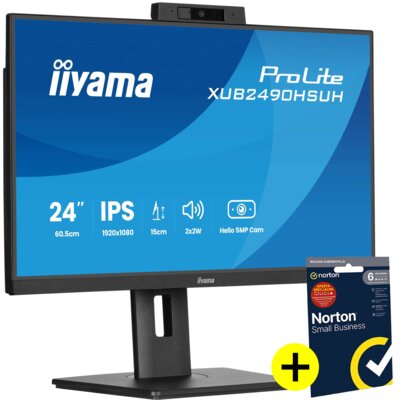 Monitor IIYAMA ProLite XUB2490HSUH-B2 23.8" 1920x1080px IPS 100Hz 4 ms [GTG] + Norton Small Business