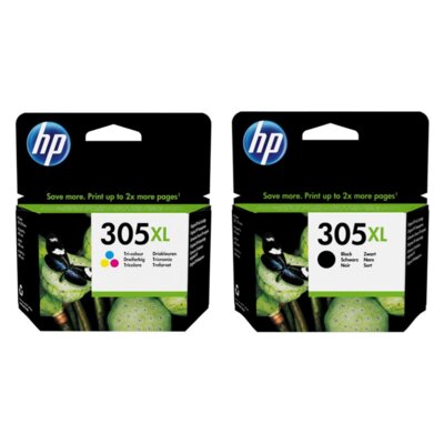 Tusz HP 305 XL Instant Ink Kolorowy 5 ml 3YM63AE + Tusz HP 305 XL Instant Ink Czarny 4 ml 3YM62AE