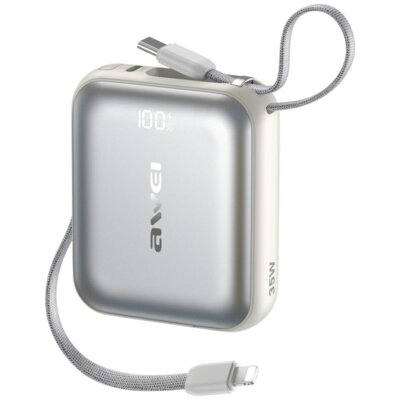 Powerbank AWEI AS-181 10000 mAh 35W Srebrny