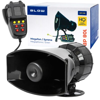Megafon syrena 108dB policyjna 7 alarm elektroniczna tonów dachowy 100W