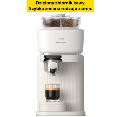 Ekspres PHILIPS Baristina BAR320/00 z zautomatyzowanym procesem mielenia i zaparzania Biały