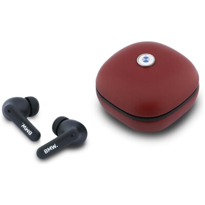 Słuchawki dokanałowe BMW Leather Metal Logo ANC Czerwony