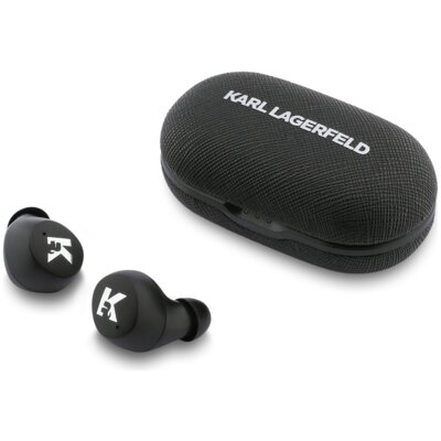 Słuchawki dokanałowe KARL LAGERFELD Saffiano Logo ENC Czarny